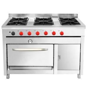 Cocina 6 Platos Con Horno Acero Inox 65X65Cm Ventus